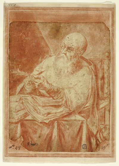 Saint Sharpening a Pen by Unknown artist