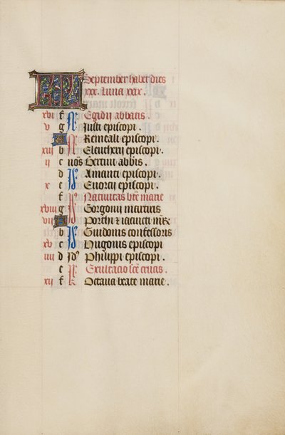 September Calendar Page by Unknown artist
