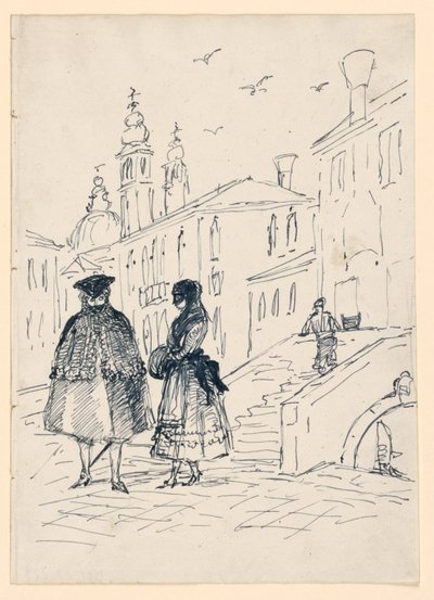 Sketch of a Street Scene in Venice by Unknown artist