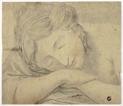 Sleeping Woman With Head on Arms by Unknown artist