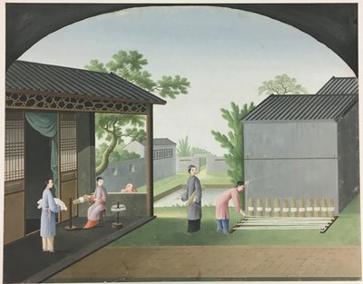 Spinning Cloth, Preparing Tea Leaves, Preparing Silk by Unknown artist