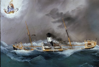 Steamboat in a storm by Unknown artist