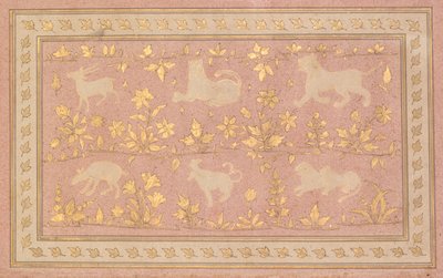 Stenciled Scenes of Lion and Gazelle (verso) by Unknown artist