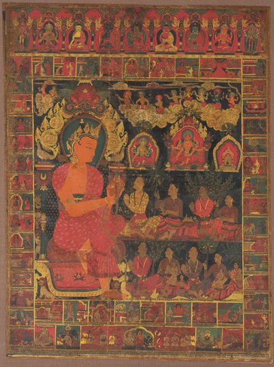 Thangka with Bejeweled Buddha Preaching by Unknown artist