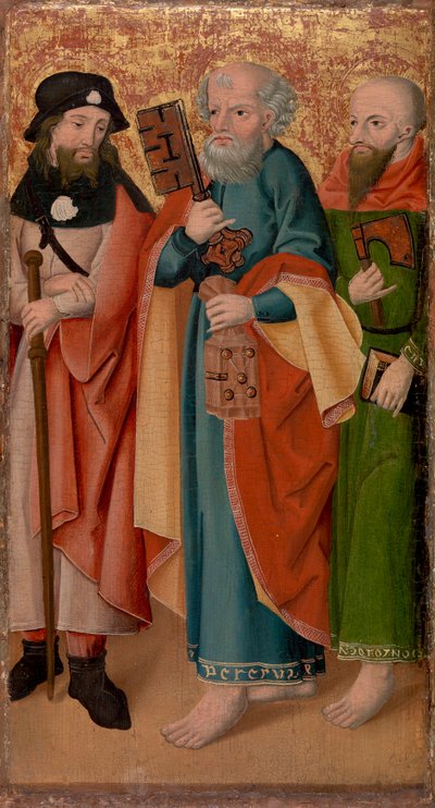 Three Apostles with Stick, Key and Axe by Unknown artist