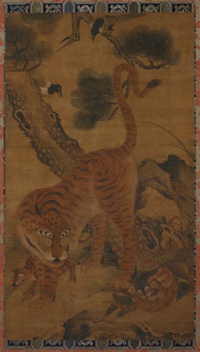Tiger with Cubs and Magpies by Unknown artist