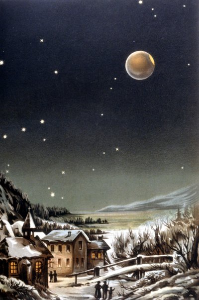 Total eclipse of moon. 19th century illustration by Unknown artist