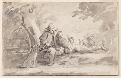 Two Boys Looking at a Book by Unknown artist