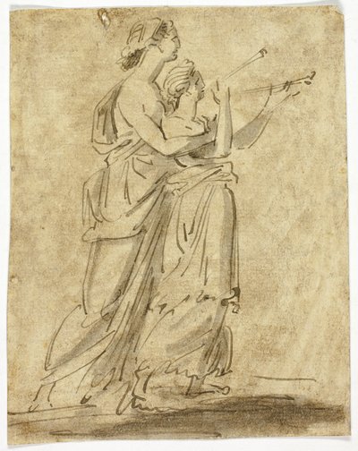Two Classical Female Figures by Unknown artist