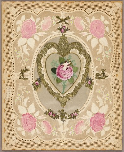 Untitled Valentine (Pink Flowers and Putti) by Unknown artist
