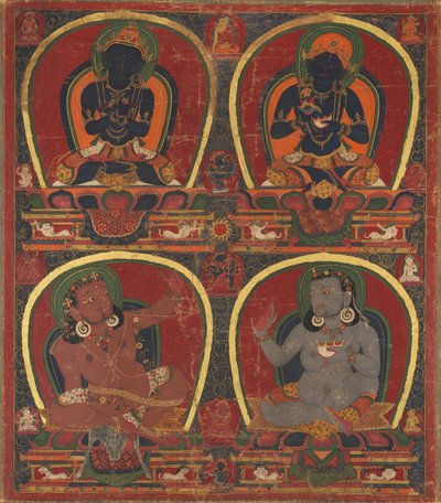 Vajradhara, Nairatmya, and Mahasiddhas Virupa and Kanha by Unknown artist