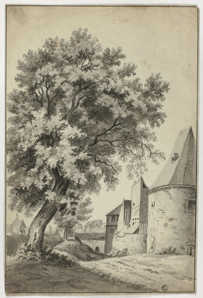 Walled Village and Tall Tree by Unknown artist