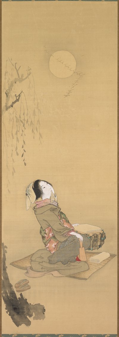 Woman Looking at the Moon by Unknown artist