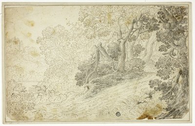 Wooded River Landscape with View of Castle by Unknown artist