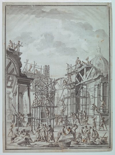 Workmen Building Arcades by Unknown artist
