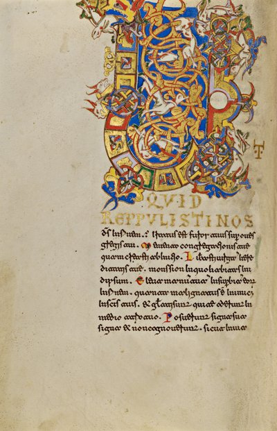 Inhabited Initial U by Unknown artist/maker