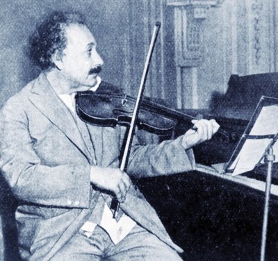 Albert Einstein Playing His Violin (b/w photo) by Unknown photographer
