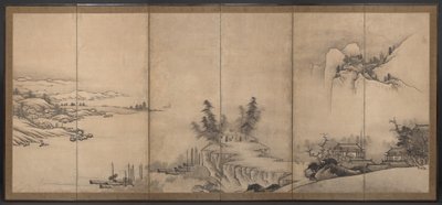 Chinese Pavilions in a Landscape by Unkoku Toeki