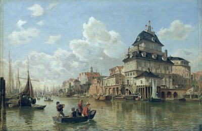The Boat House at Hamburg Harbour, 1850 by Valentin Ruths