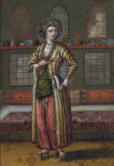 A Noble Lady of Constantinople Wearing Hammam Shoes by Vanmour