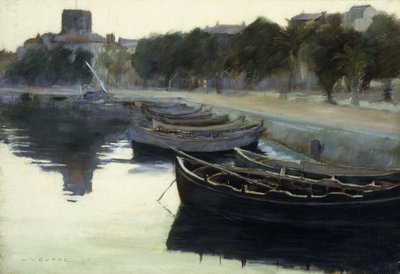 Boats at their Moorings by Leon Victor Dupre