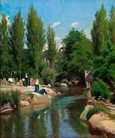 Washing Clothes by a Creek in Brittany by Viggo Pedersen
