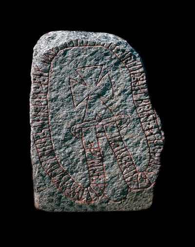Viking: Runic Stone with Cross Graffiti, 10th Century by Viking