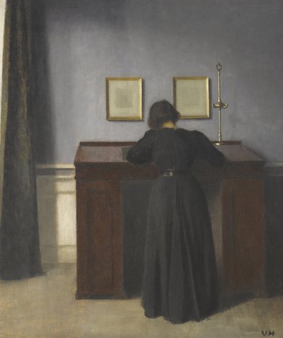 Ida Standing at a Desk by Vilhelm Hammershøi