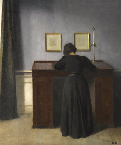 Ida Standing at a Desk by Vilhelm Hammershoi
