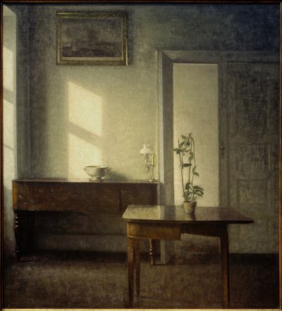 Interior with Potted Plant by Vilhelm Hammershoi
