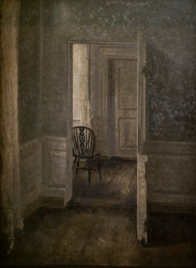 Interior with Windsor chair by Vilhelm Hammershoi