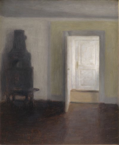 Interior with an Old Stove by Vilhelm Hammershoi