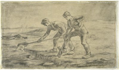Les bêcheurs after Millet, 1880 by Vincent van Gogh