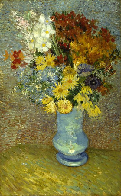 Flowers in a blue vase by Vincent van Gogh