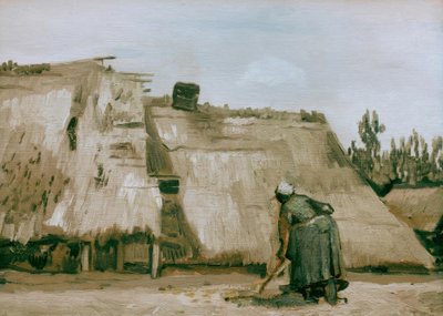 Cottage with Working Peasant Woman by Vincent van Gogh