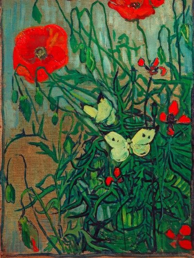 Butterflies on Poppies by Vincent van Gogh