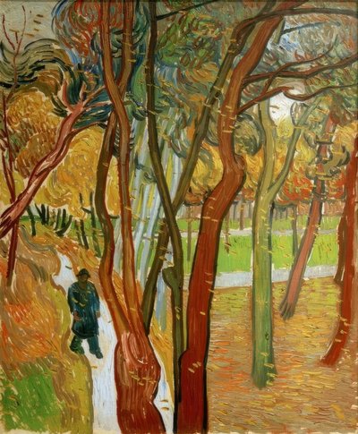 Walkers in the Park with Falling Leaves by Vincent van Gogh