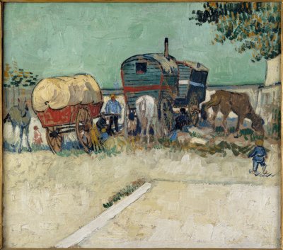 Gypsy Camp with Horse-Drawn Wagon by Vincent van Gogh