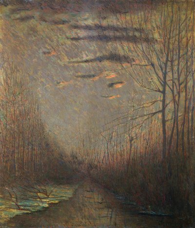 Canal at sunset by Vittore Grubicy de Dragon