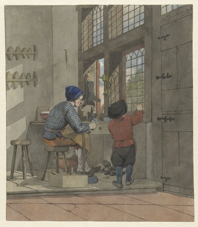 Shoemaker in His Workshop by W. Barthautz