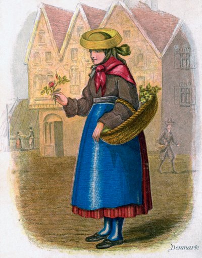 Danish Woman selling Flowers by W. Dickes