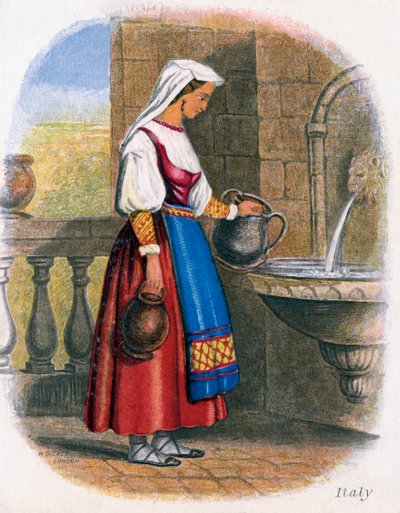 Italian Woman collecting Water, 1809 by W. Dickes