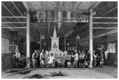 Temple of Buddha, Canton, China, 1843 by W. H. Capone