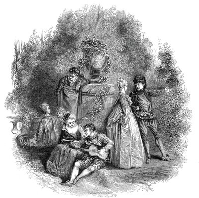 Scene from Watteau in 1644 by W. J. Linton