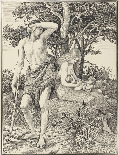 Adam and Eve by Walter Crane (signed by artist)