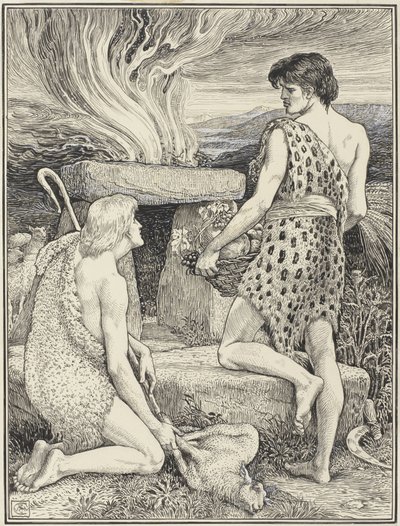 Cain and Abel by Walter Crane (signed by artist)