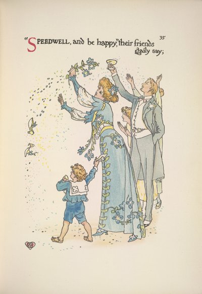 The Wedding Guests Throwing Confetti by Walter Crane