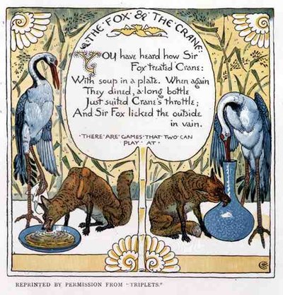 The Fox and The Crane, from Triplets by Walter Crane