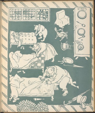 The Three Bears, making their beds by Walter Crane