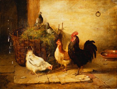 Poultry and Pigeons in an Interior by Walter Hunt